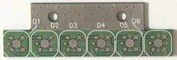 PCB mounting for six UV LEDs